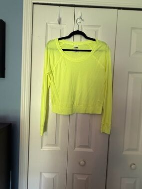 PINK Victoria's Secret Neon Yellow Long-Sleeve Lightweight Sweatshirt